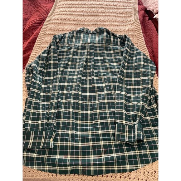 Izod Saltwater Relaxed Men's 3XLT Plaid Button Shirt Green & White - Picture 12 of 13